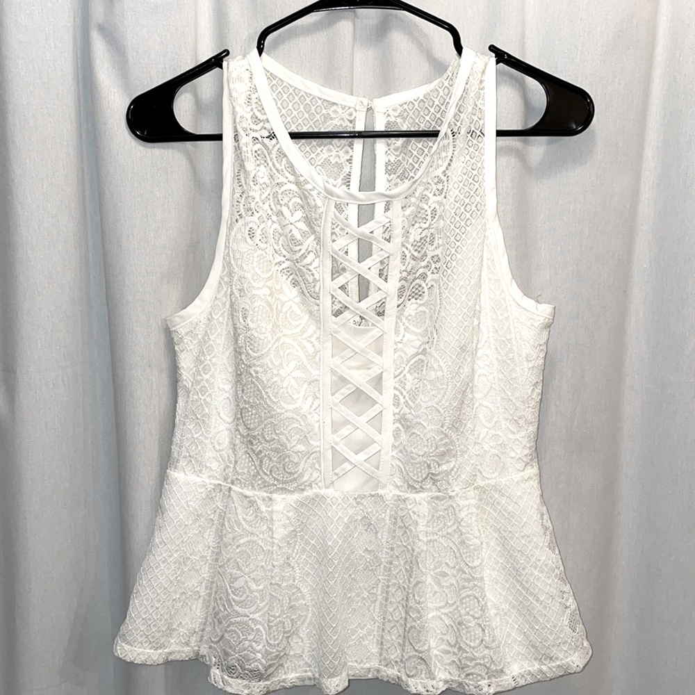 White cream boutique peplum top